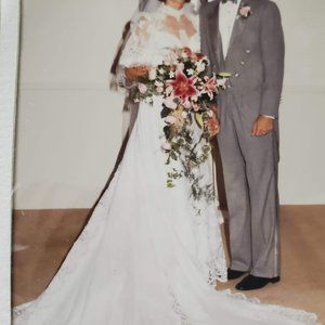 Vintage Wedding Dress Princess Diana Style, or Satin and Lace for your projects